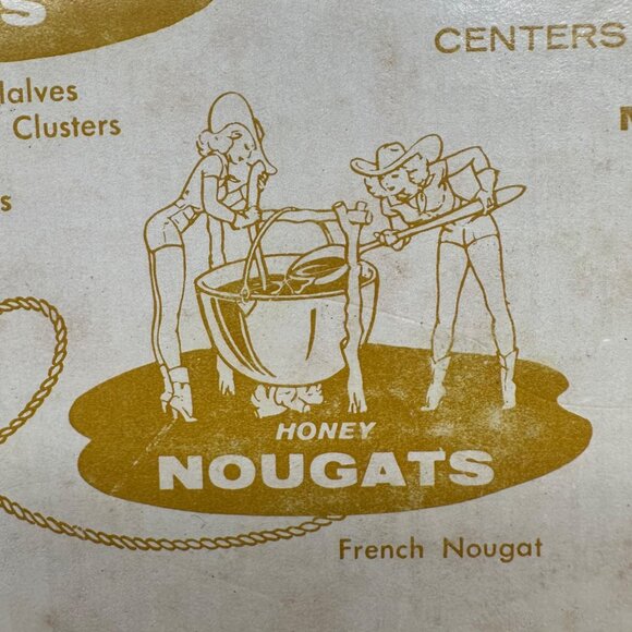 Vintage Pangburns Chocolate Box Round Up 1960s Cowgirls Western Texas Empty - Picture 9 of 16